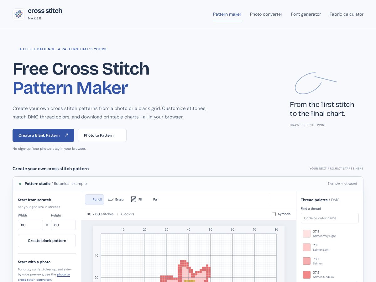 Landing-page snapshot of crossstitchmaker.net