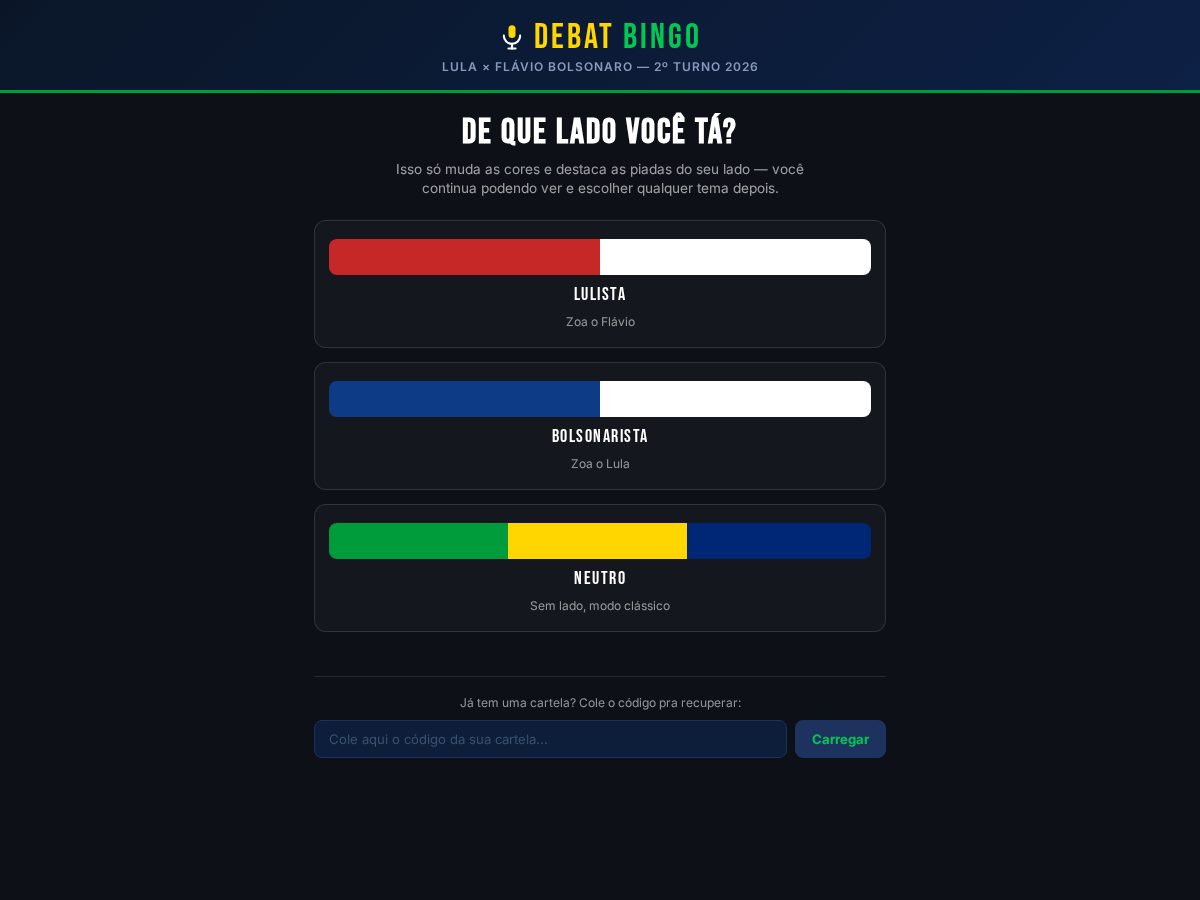 Landing-page snapshot of debatbingo.com