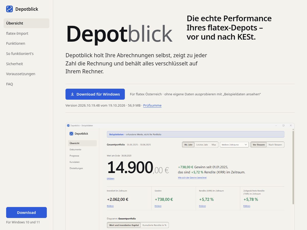 Landing-page snapshot of depotblick.app