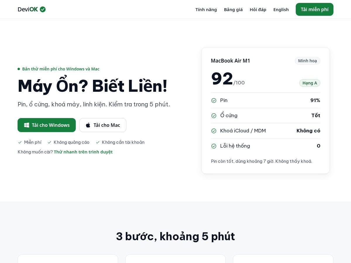 Landing-page snapshot of deviok.com