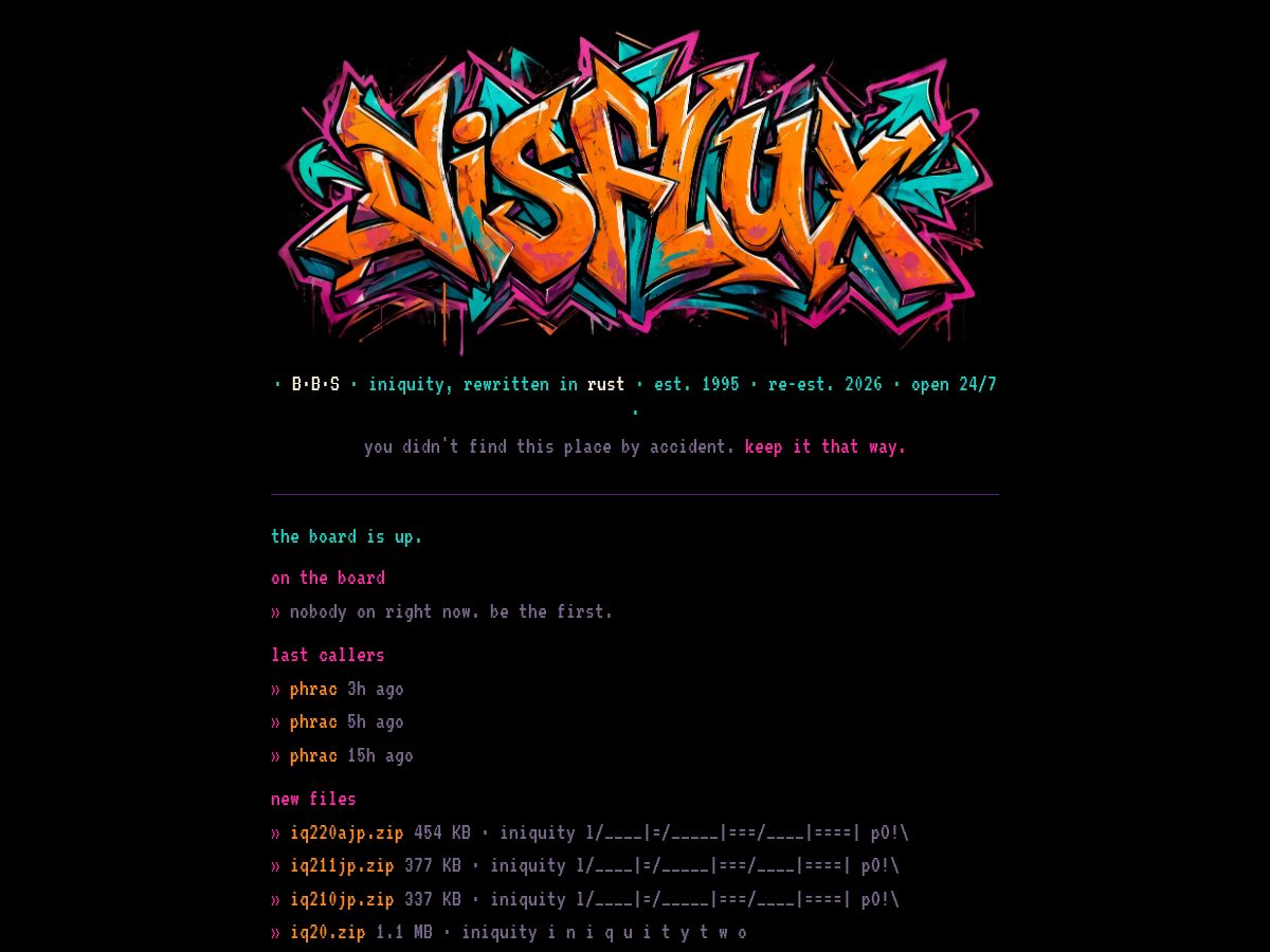 Landing-page snapshot of disfluxbbs.com