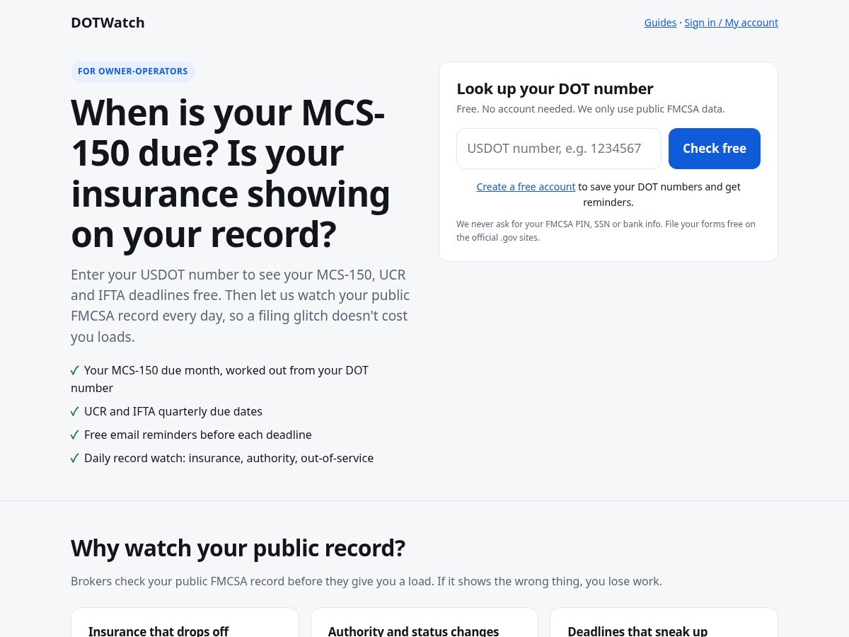 Landing-page snapshot of dotwatchapp.com
