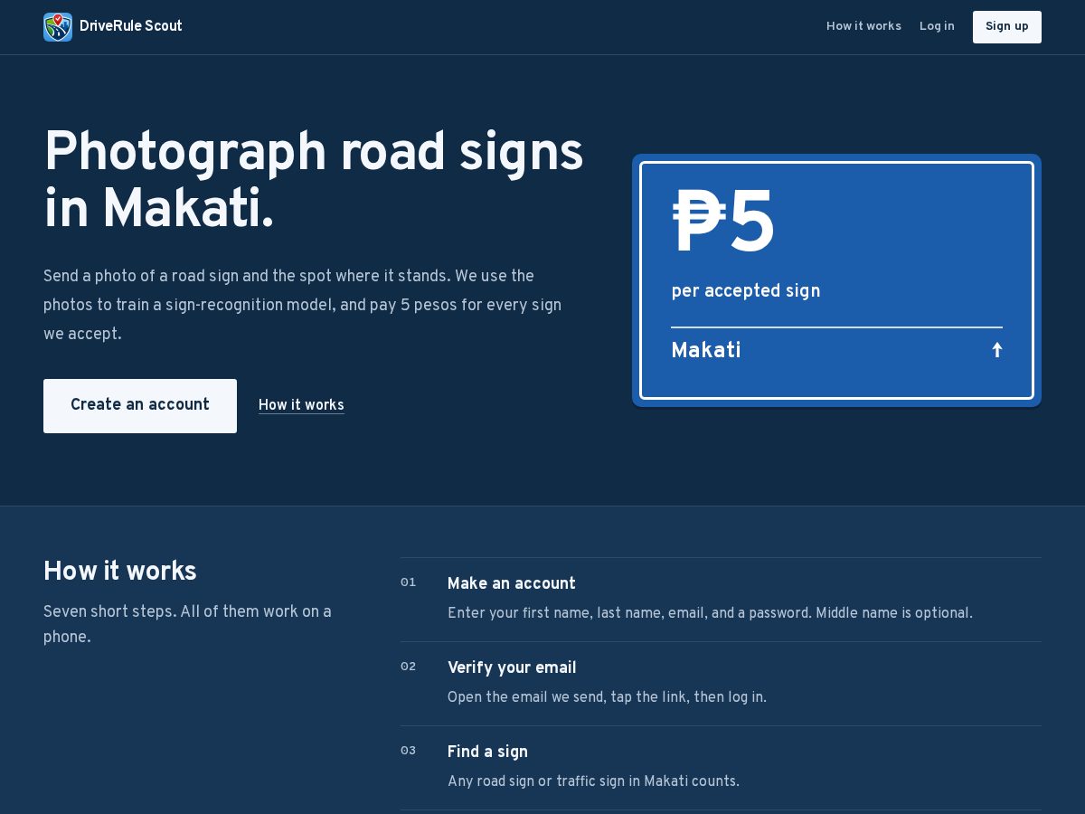 Landing-page snapshot of driveruleai.com