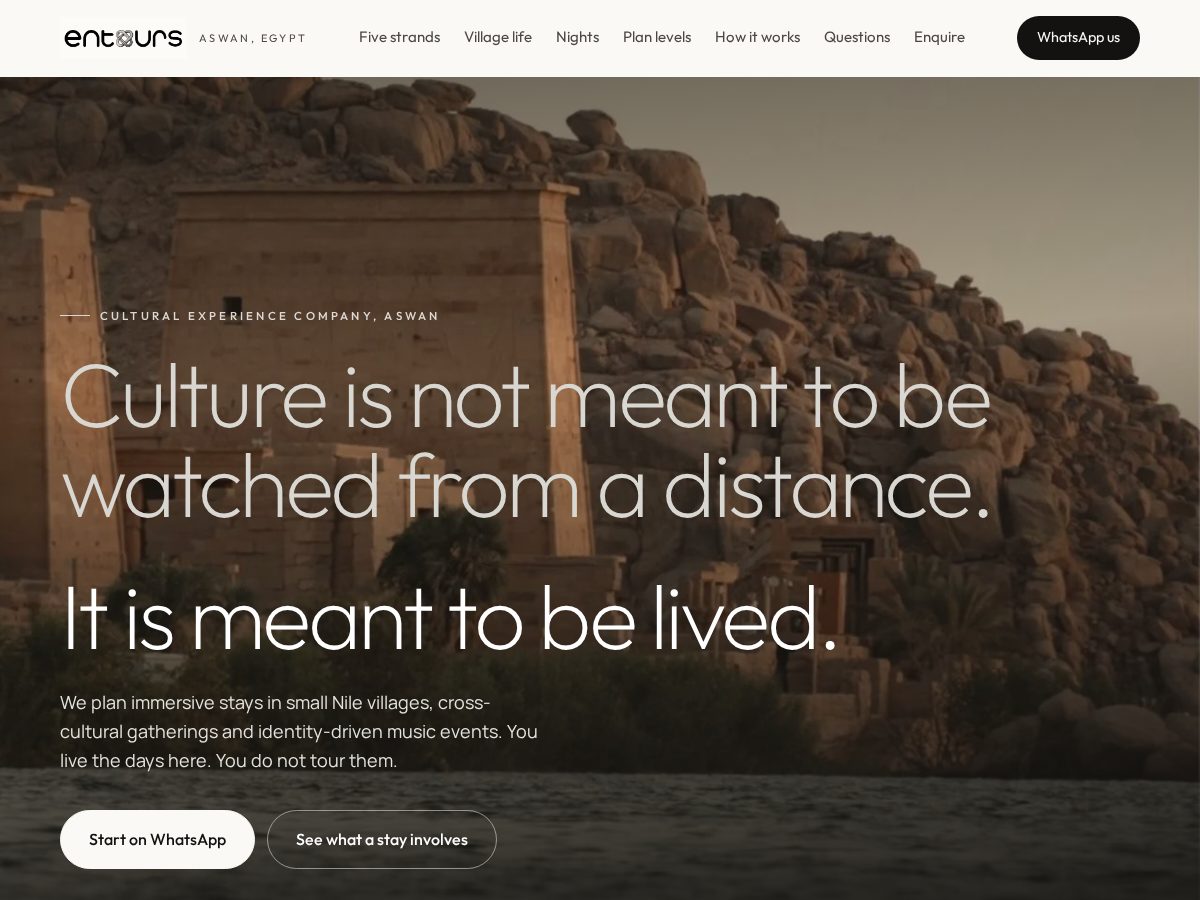 Landing-page snapshot of entours.org