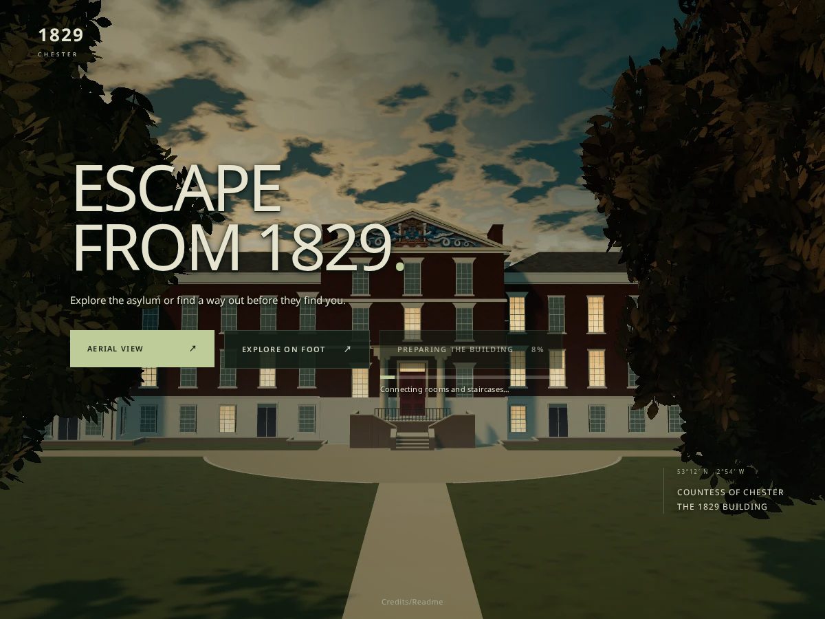 Landing-page snapshot of escapefrom1829.com