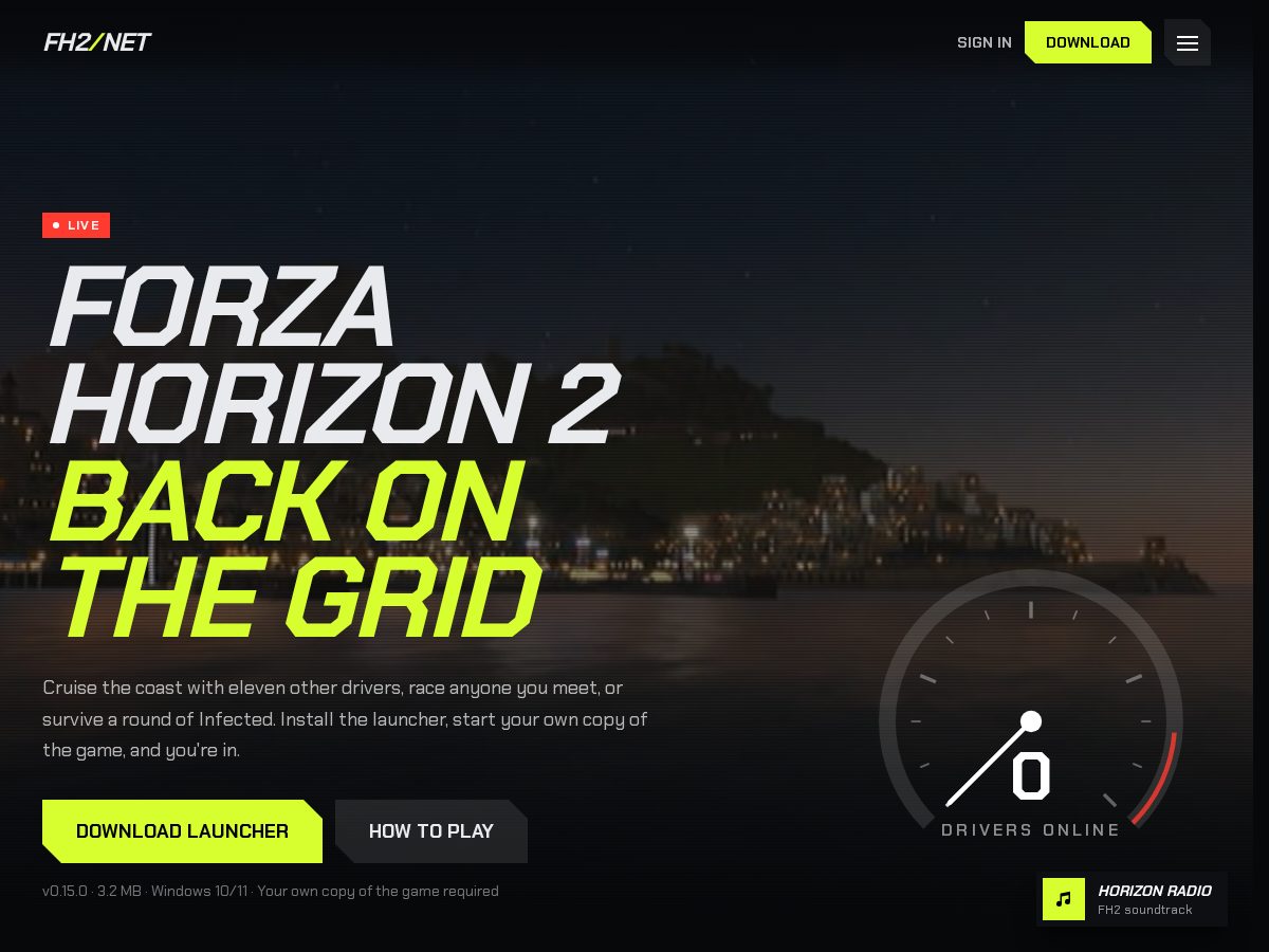 Landing-page snapshot of fh2net.tech