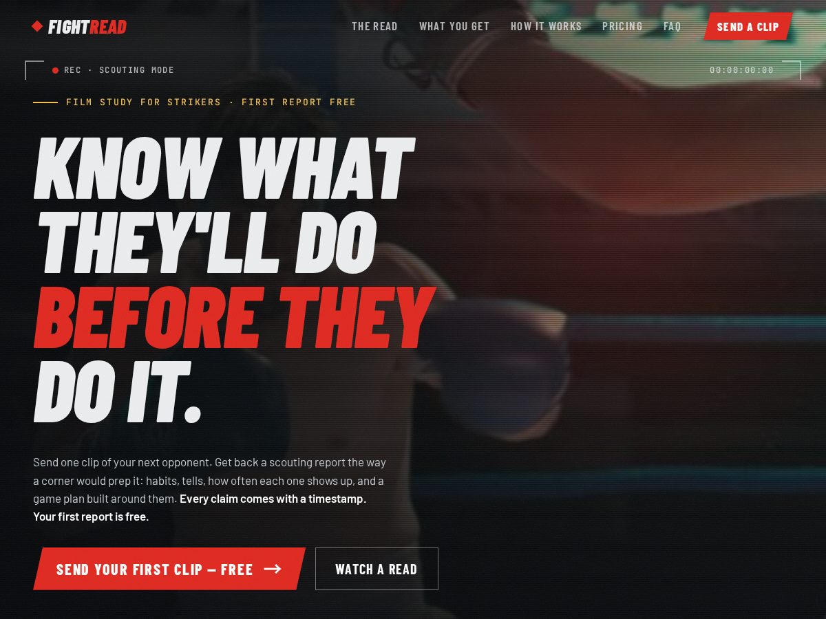 Landing-page snapshot of fightread.app