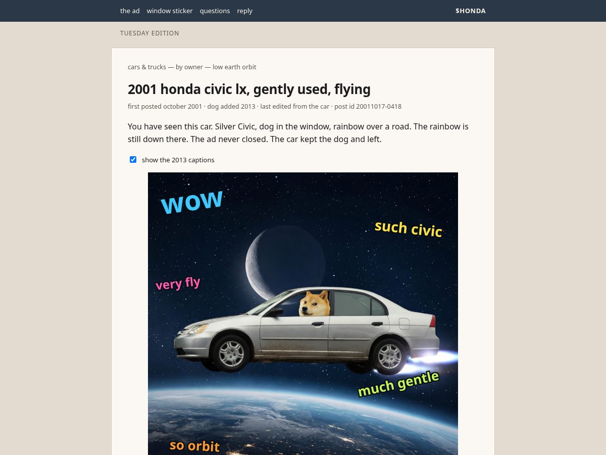 Landing-page snapshot of flyinghonda.fun