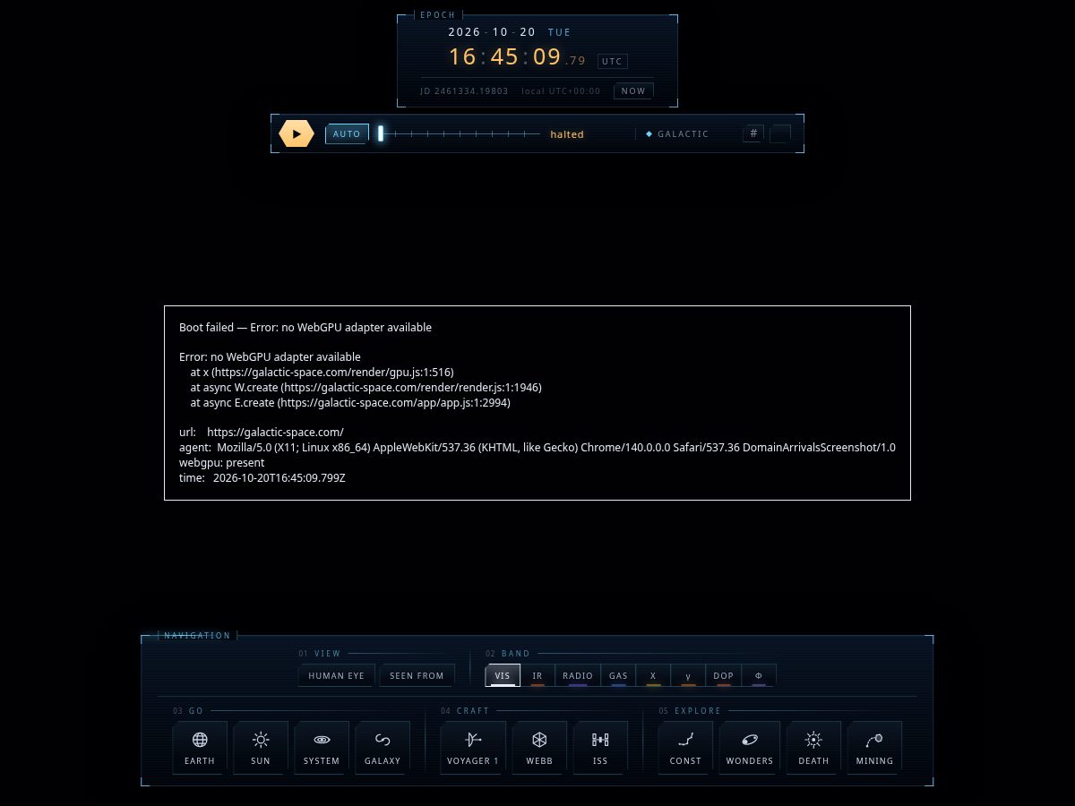 Landing-page snapshot of galactic-space.com