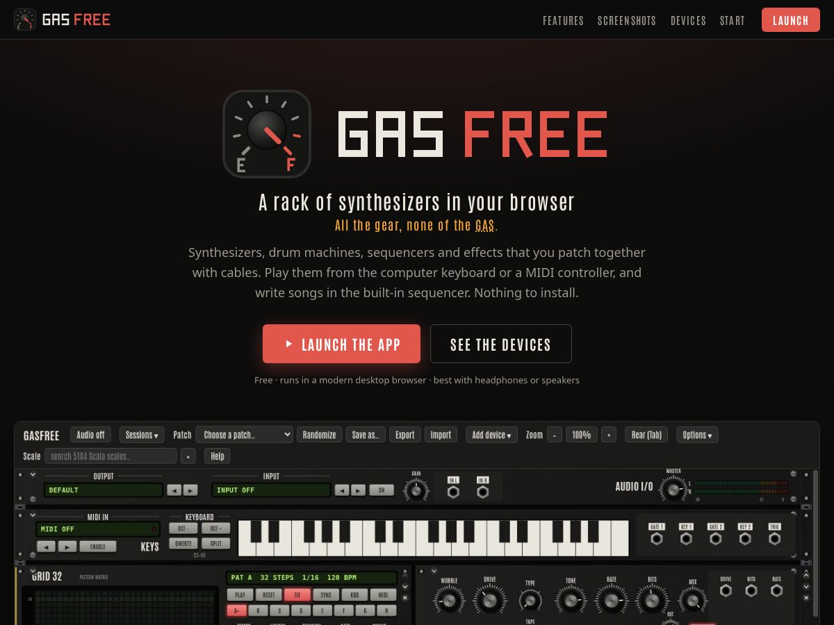 Landing-page snapshot of gasfree.app