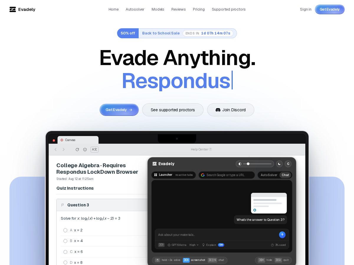 Landing-page snapshot of getevadely.com