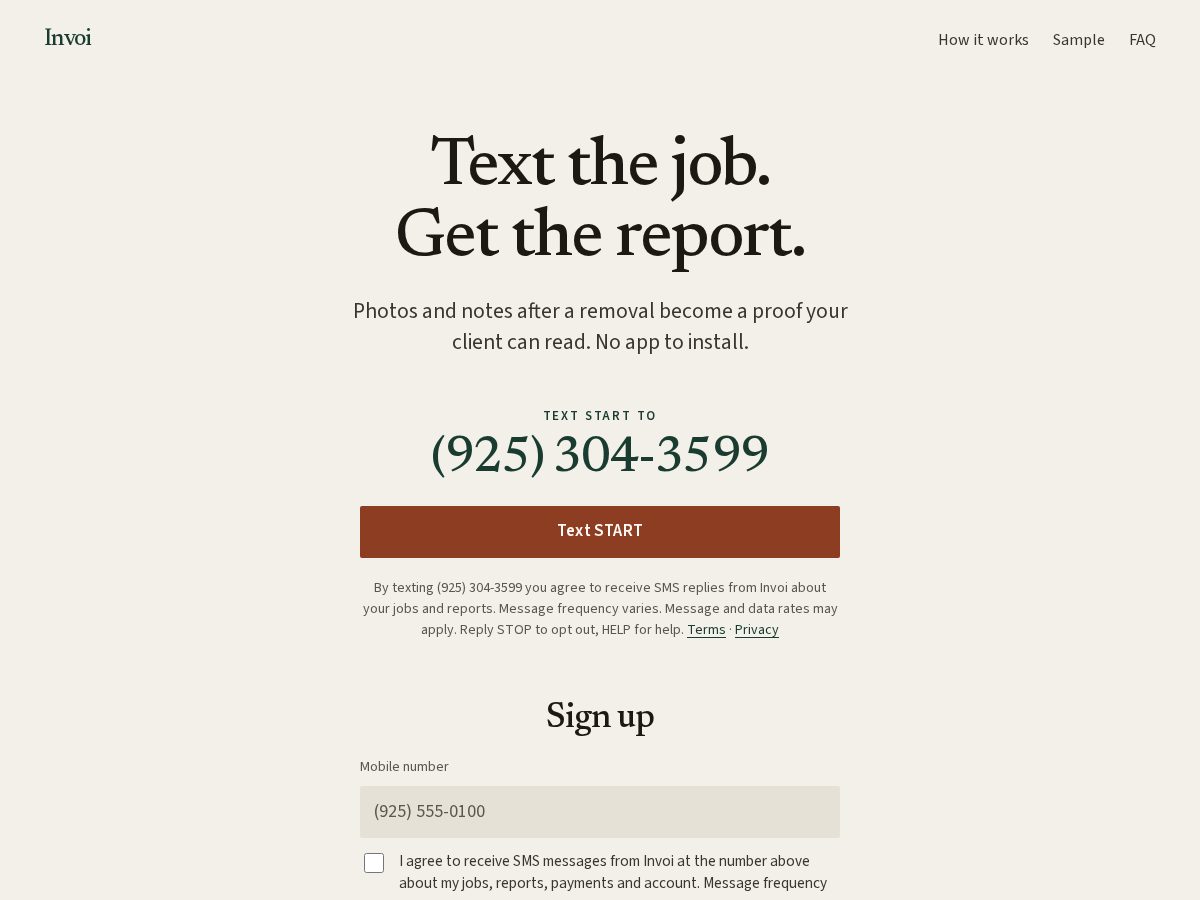Landing-page snapshot of getinvoi.com