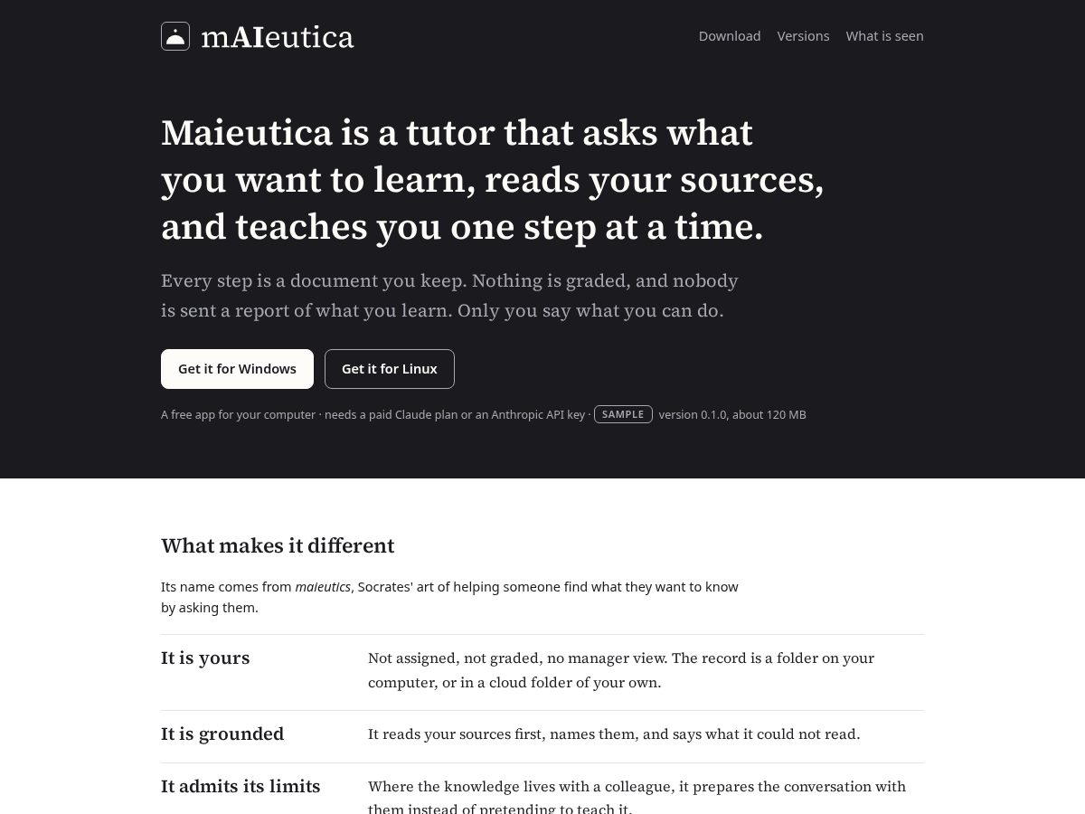 Landing-page snapshot of getmaieutica.com