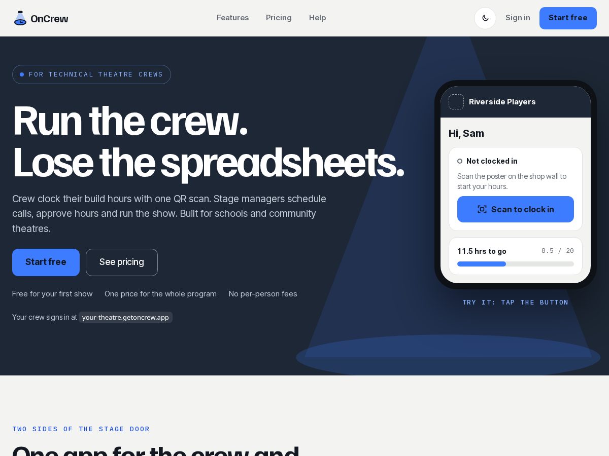 Landing-page snapshot of getoncrew.com