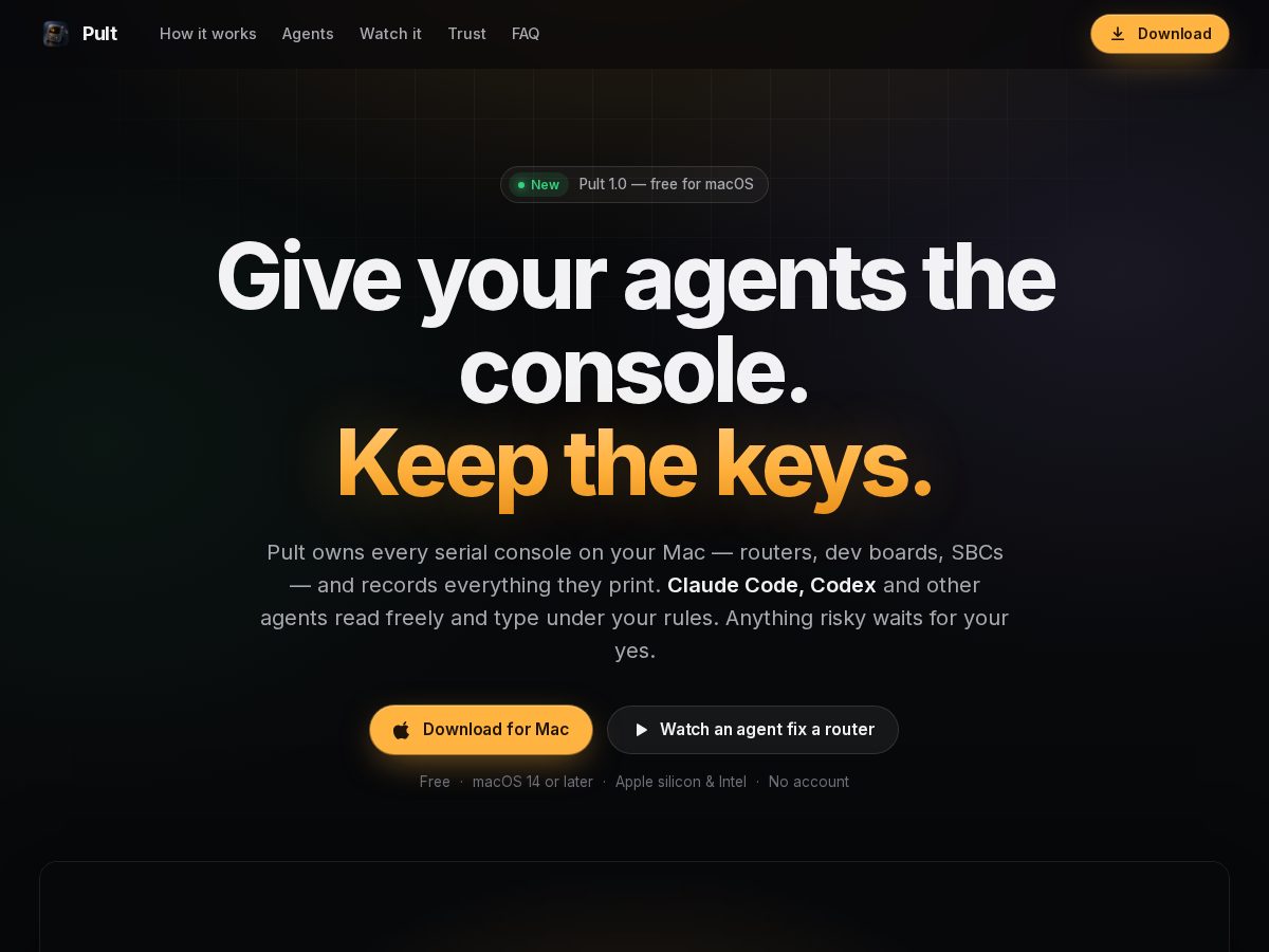 Landing-page snapshot of getpult.app