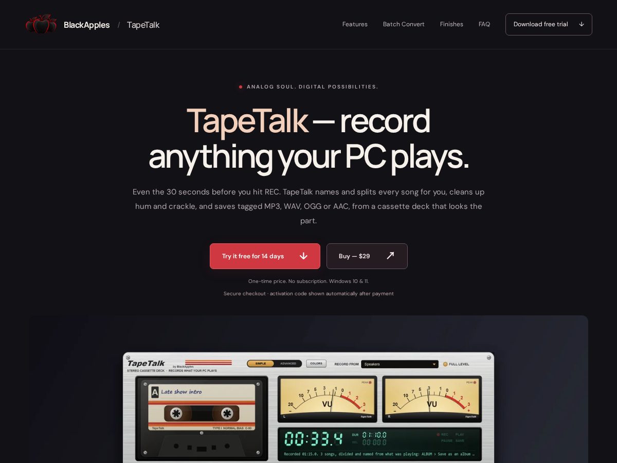 Landing-page snapshot of gettapetalk.com