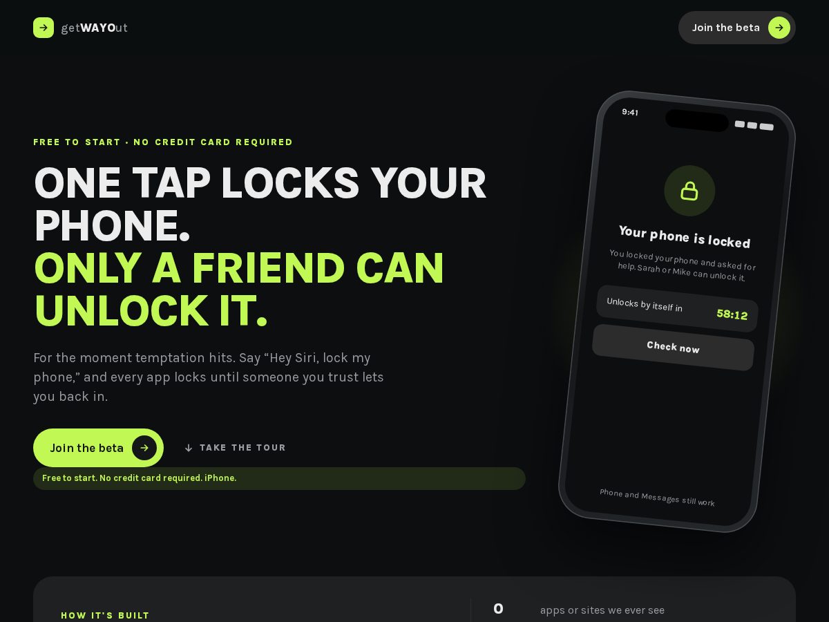 Landing-page snapshot of getwayout.app