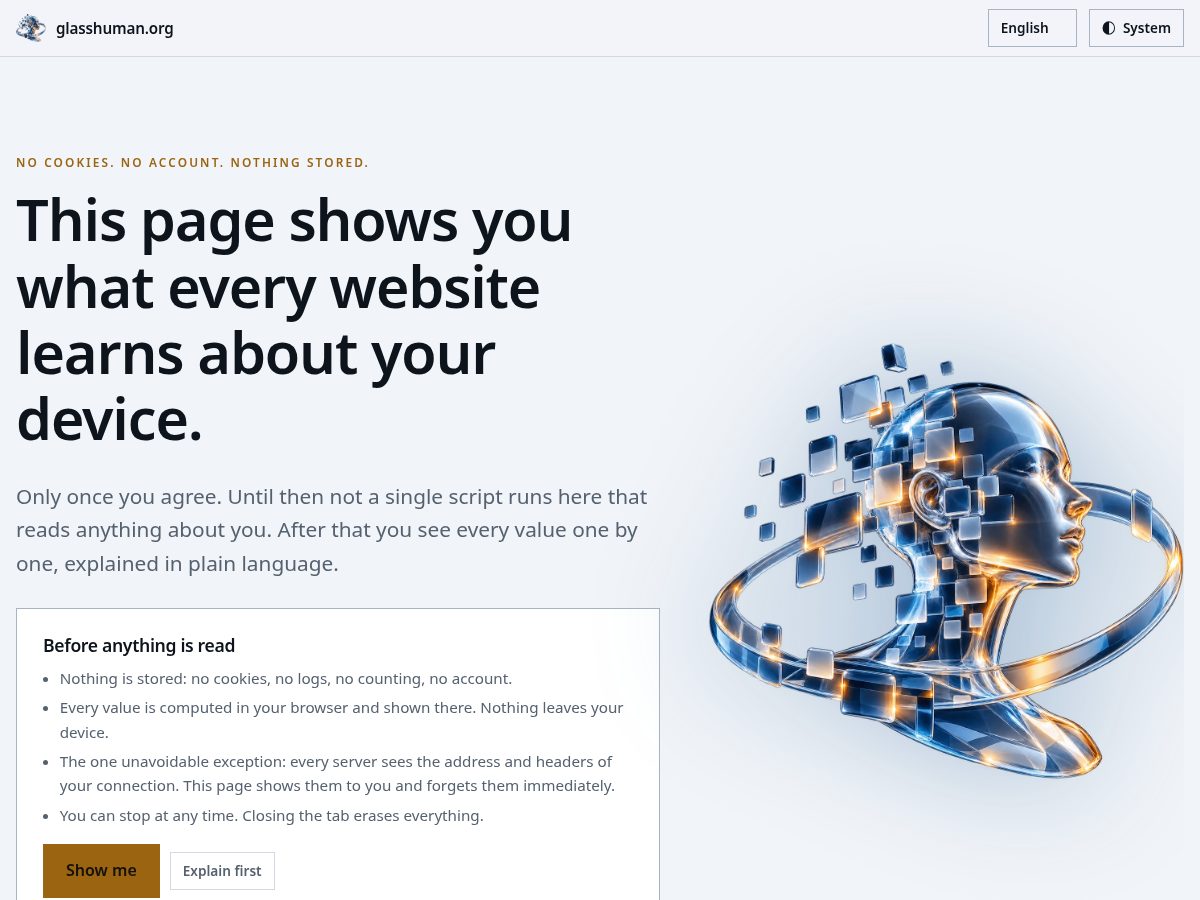 Landing-page snapshot of glasshuman.org