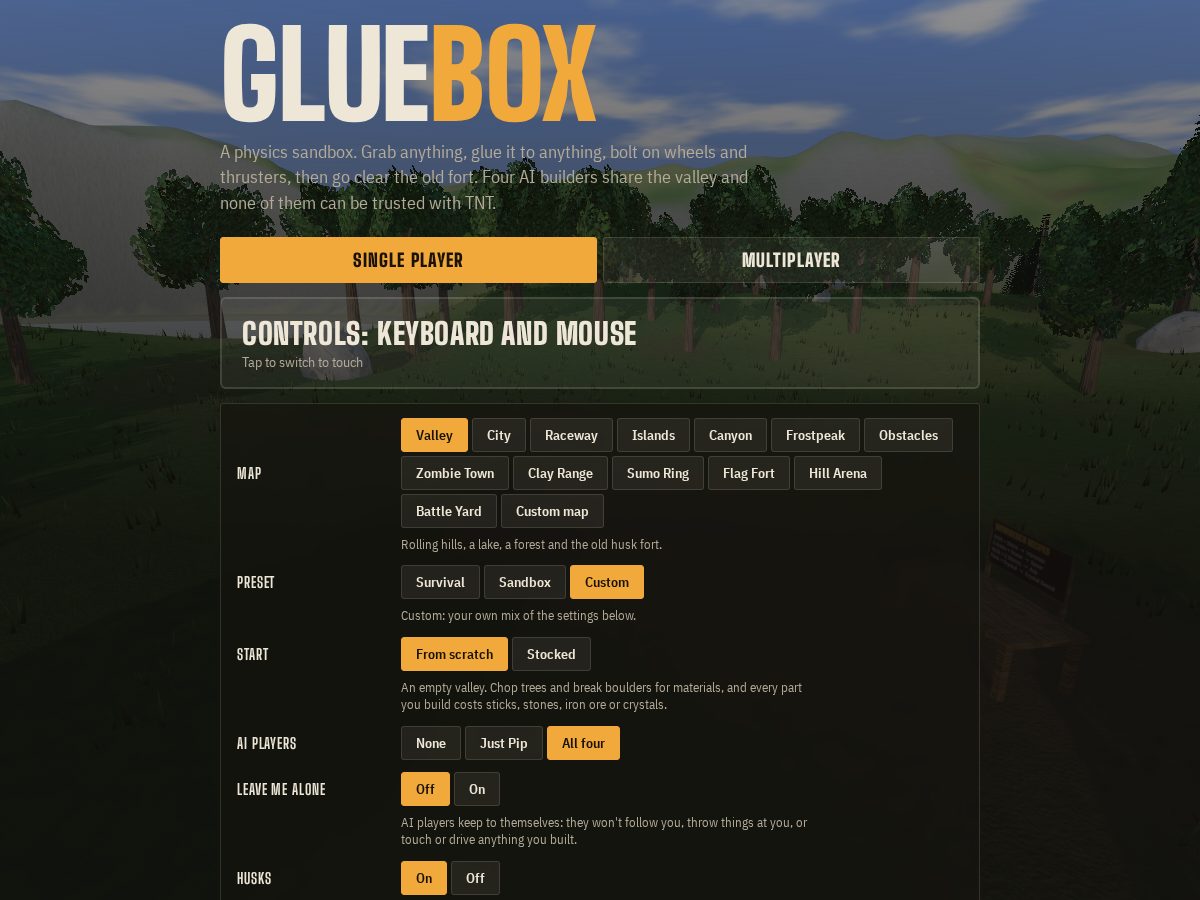Landing-page snapshot of gluebox.net