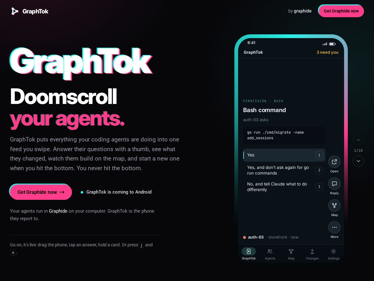 Landing-page snapshot of graphtok.com