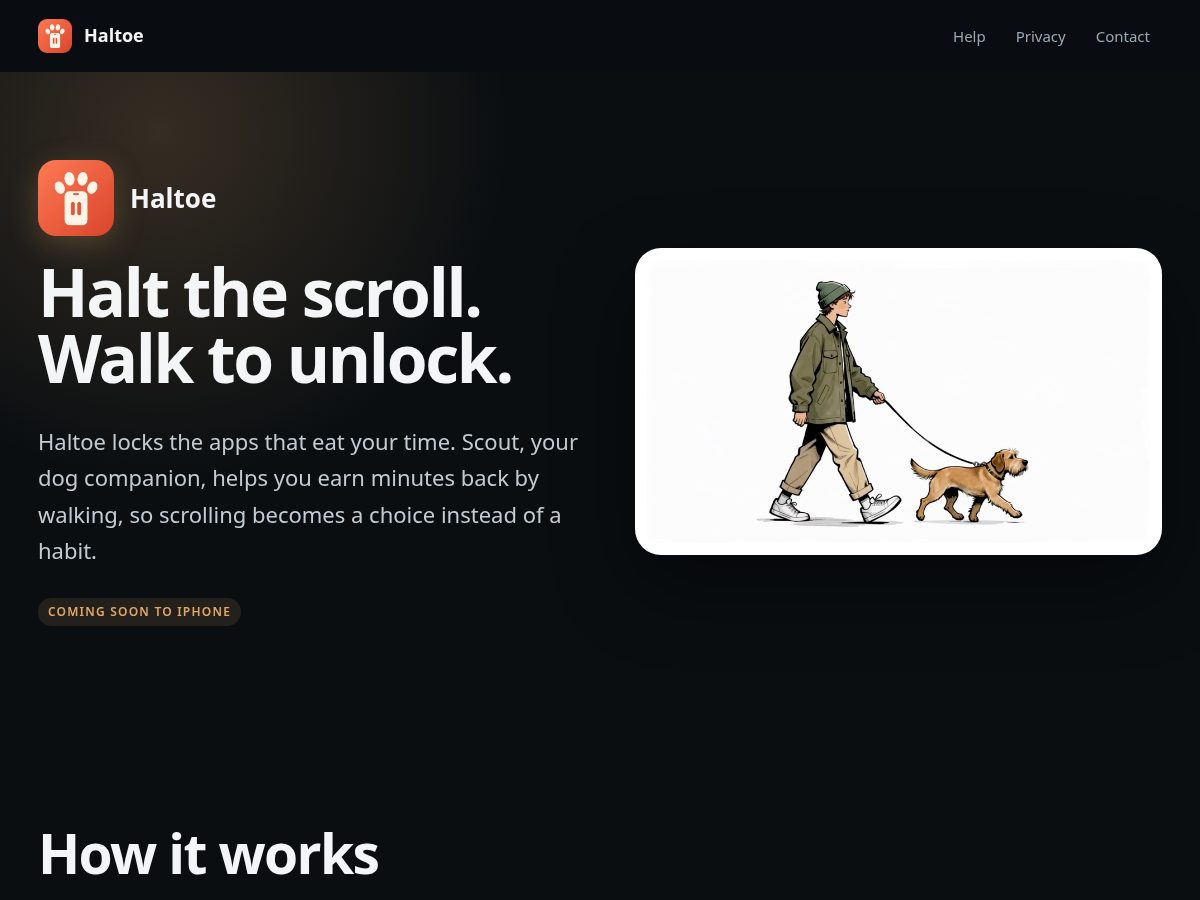 Landing-page snapshot of haltoe.com