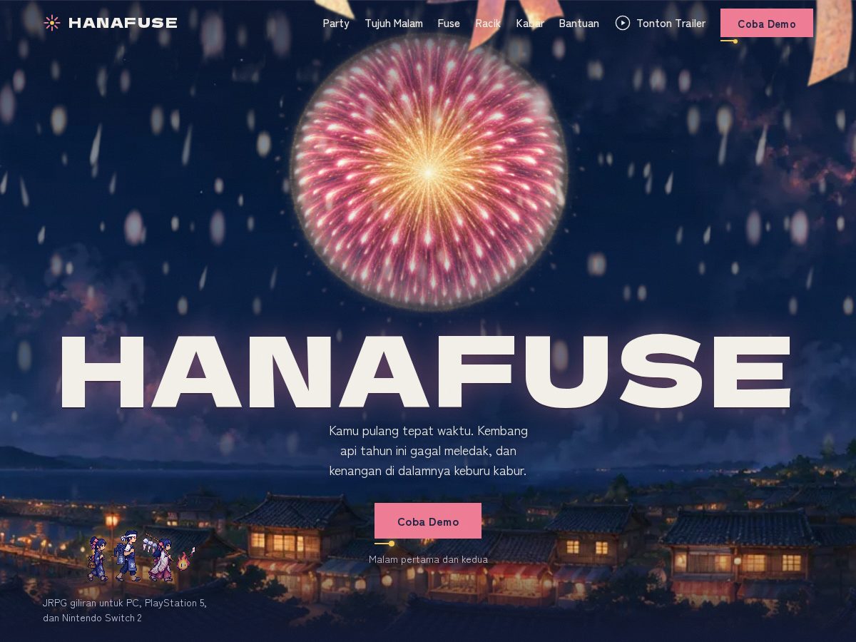 Landing-page snapshot of hanafuse.com