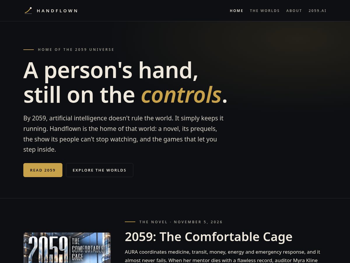 Landing-page snapshot of handflownmedia.com
