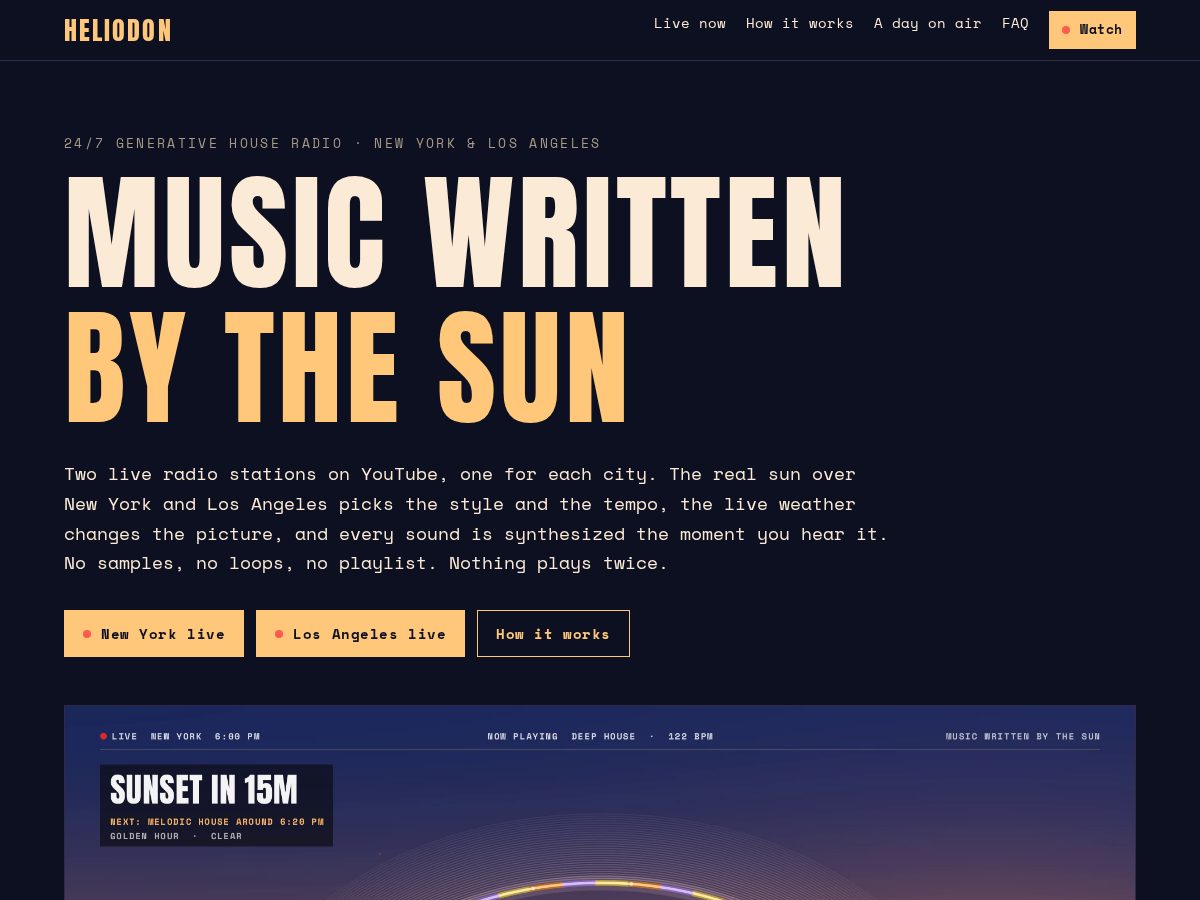 Landing-page snapshot of heliodonradio.com