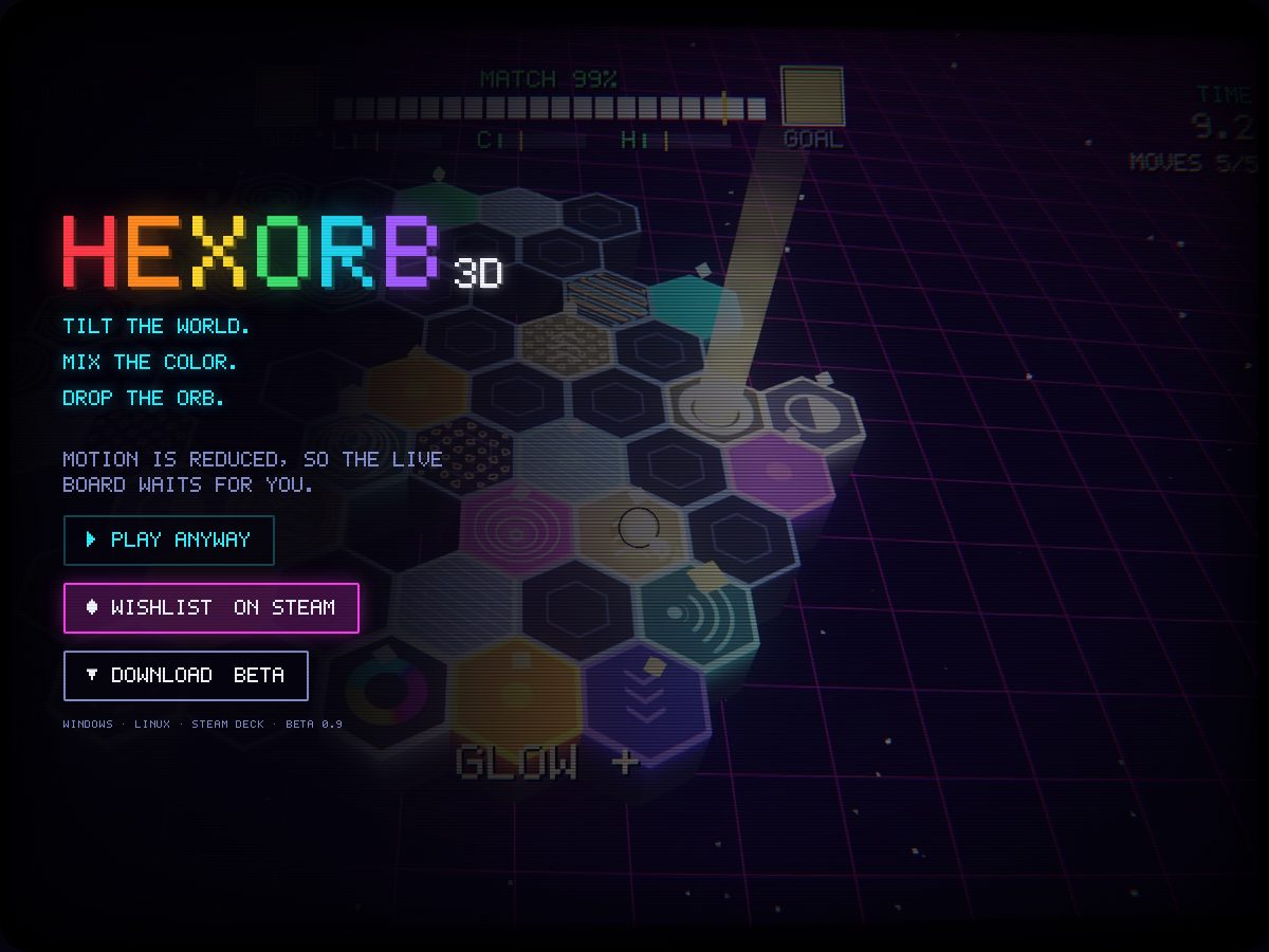 Landing-page snapshot of hexorb.site