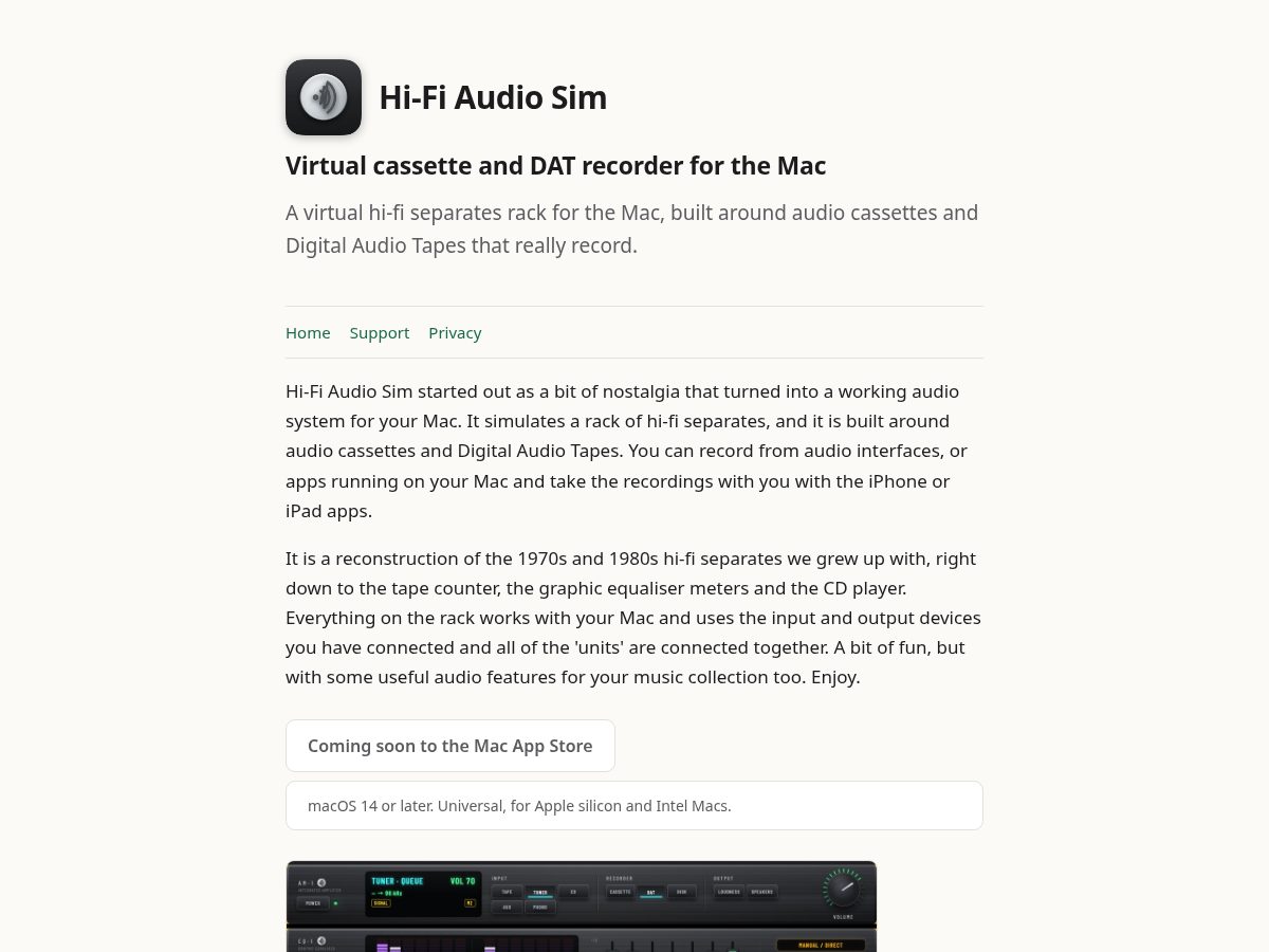 Landing-page snapshot of hifiaudiosim.com