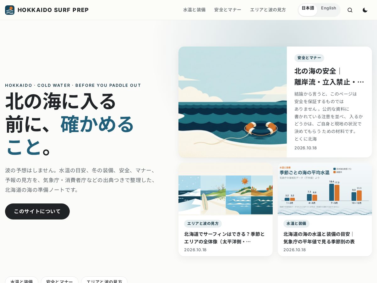 Landing-page snapshot of hokkaidosurfprep.com