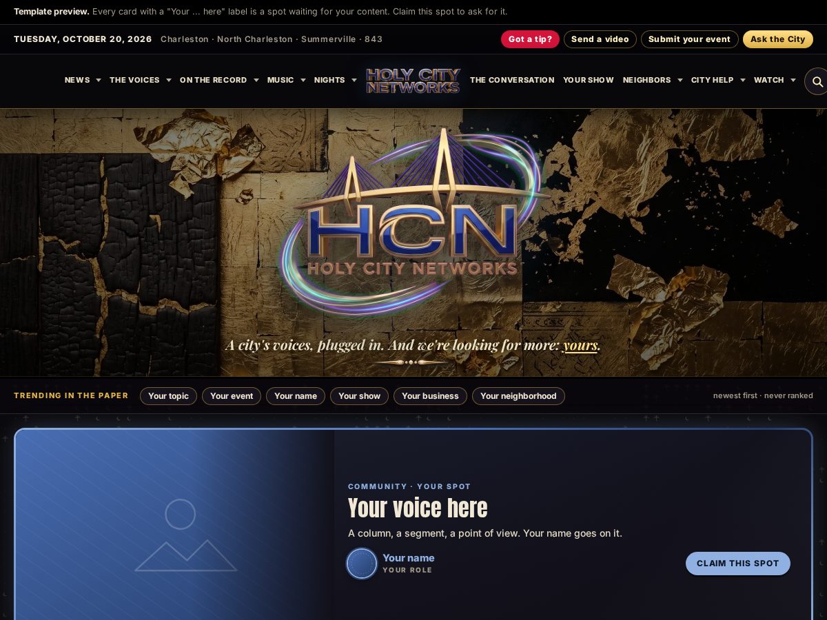 Landing-page snapshot of holycitynetworks.org