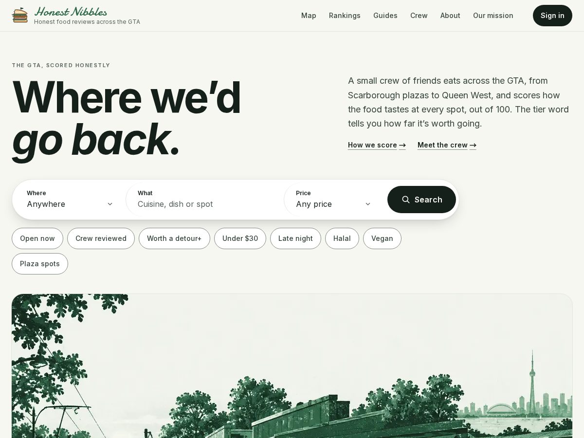 Landing-page snapshot of honestnibbles.com