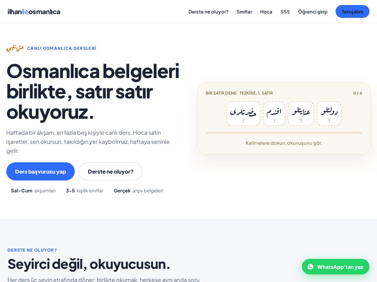 Landing-page snapshot of ilhanileosmanlica.com