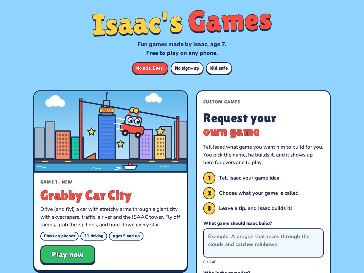 Landing-page snapshot of isaacbuildsit.com