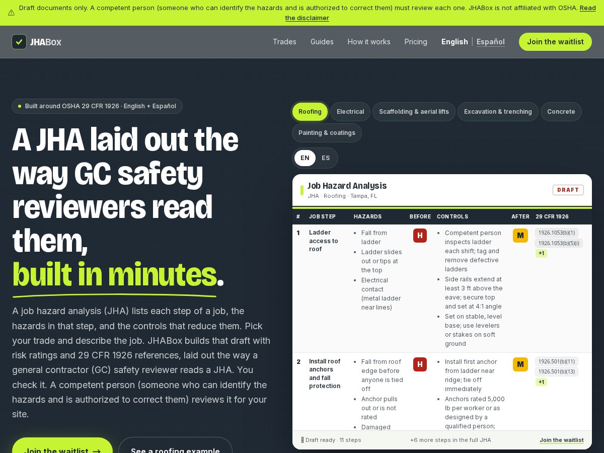Landing-page snapshot of jhabox.com