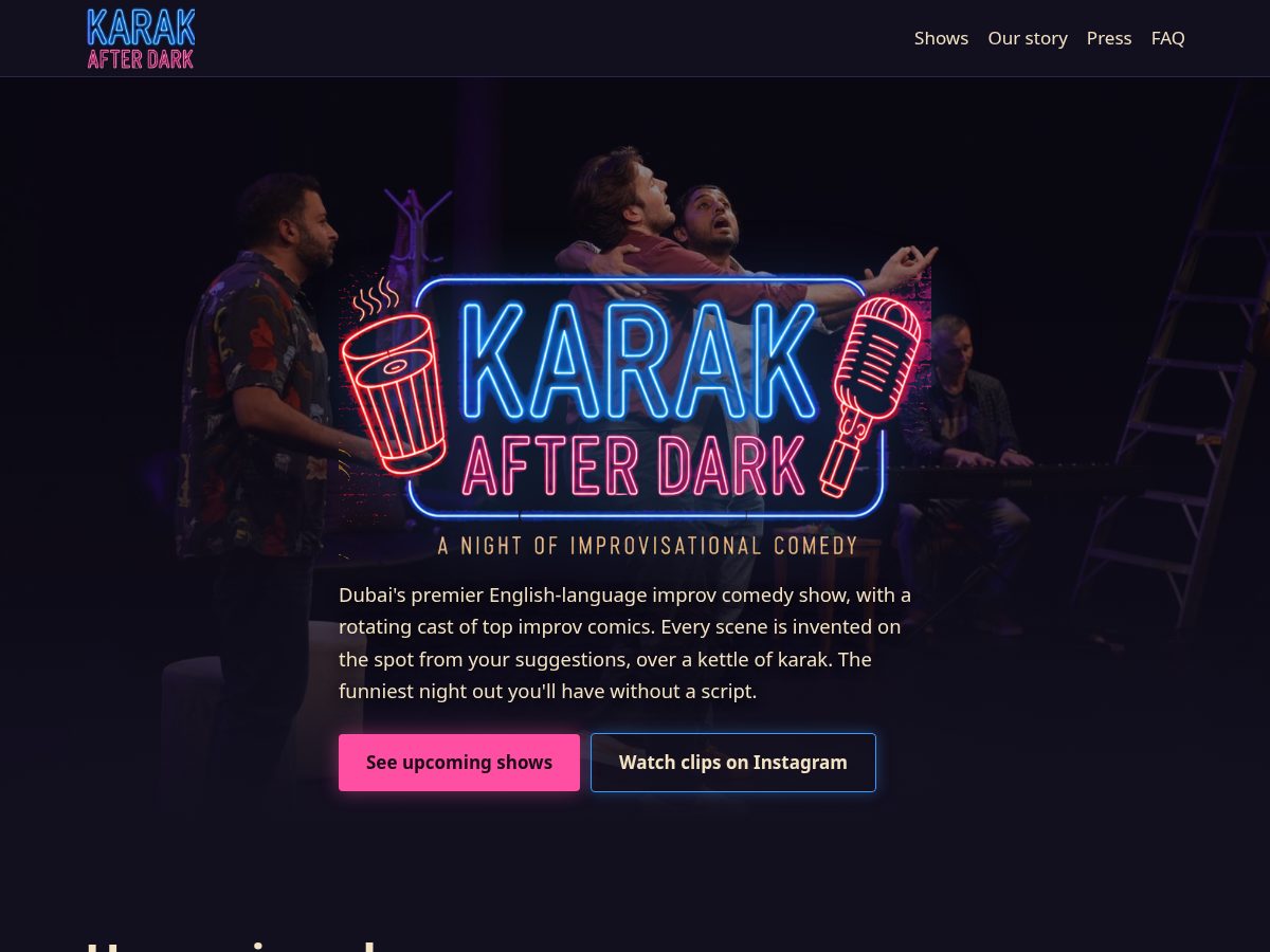 Landing-page snapshot of karakafterdark.com