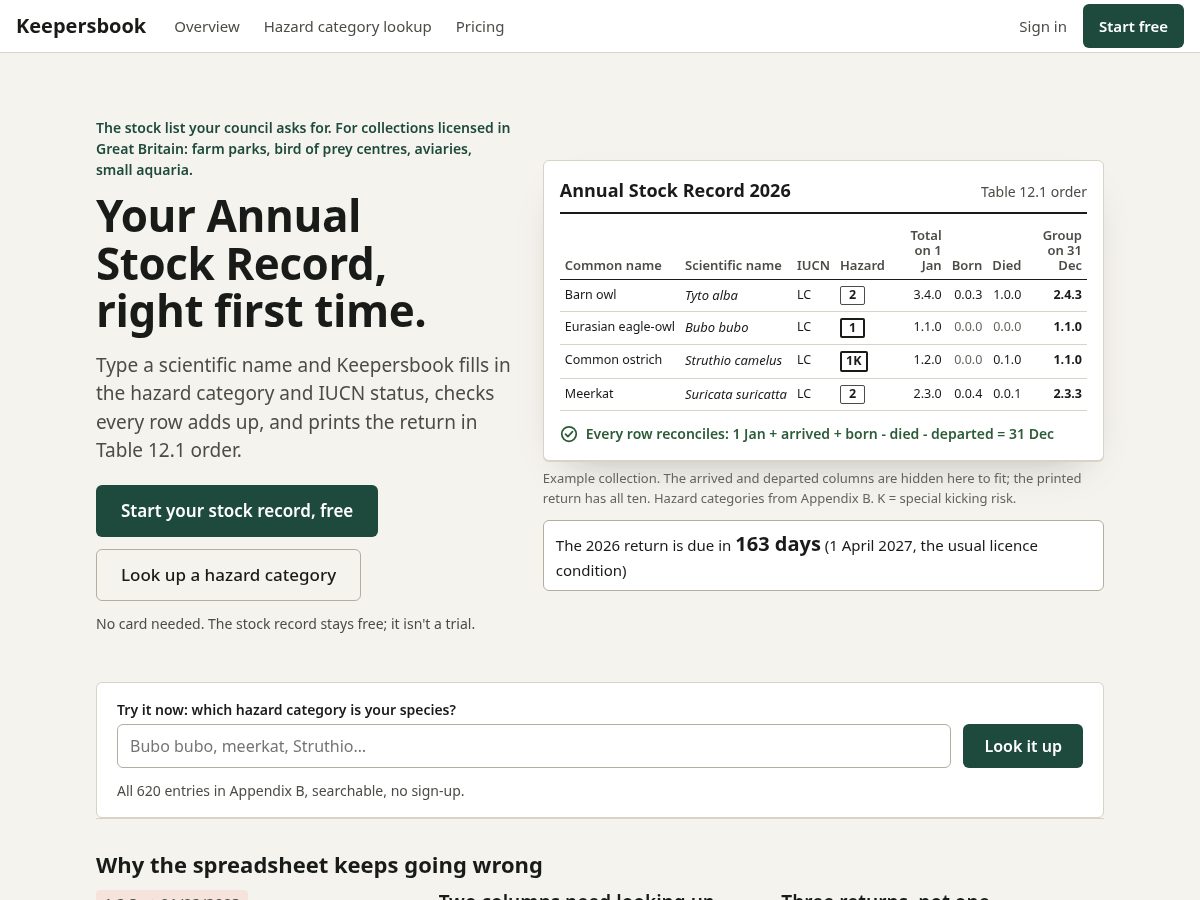 Landing-page snapshot of keepersbook.com