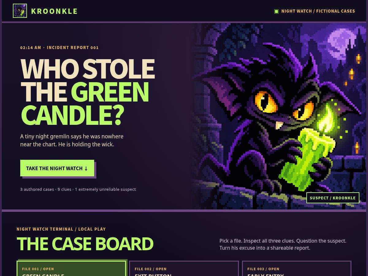Landing-page snapshot of kroonkle.buzz