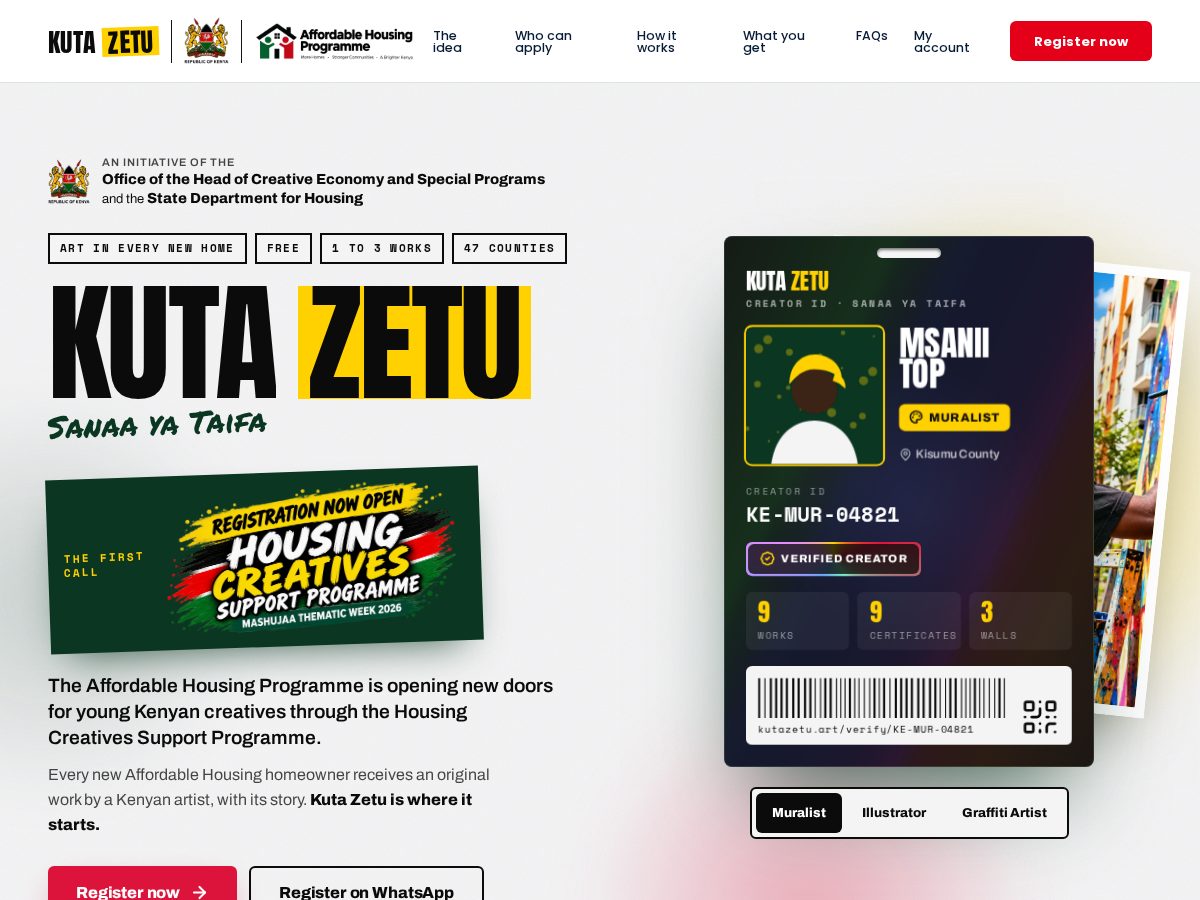Landing-page snapshot of kutazetu.art