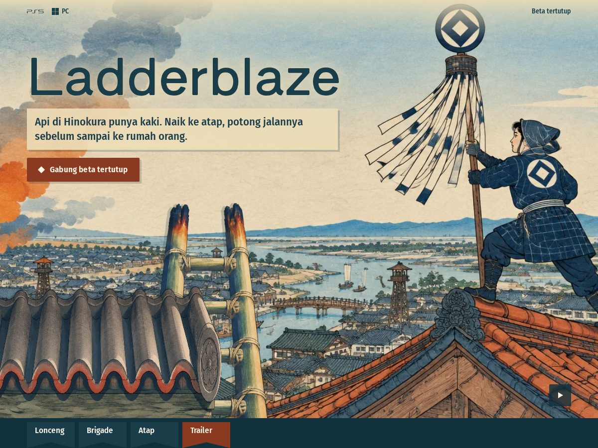 Landing-page snapshot of ladderblaze.online