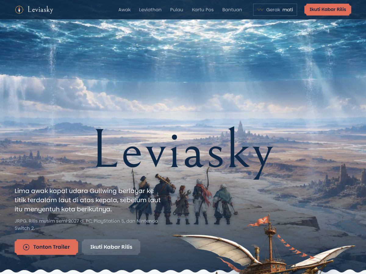 Landing-page snapshot of leviasky.com