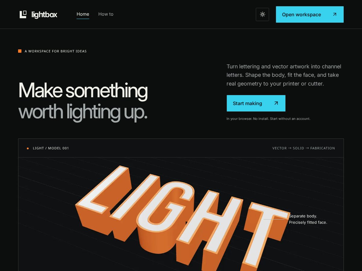Landing-page snapshot of lightbox3d.xyz