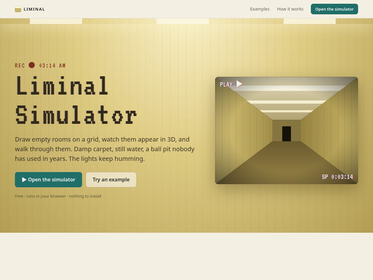Landing-page snapshot of liminalsimulator.com