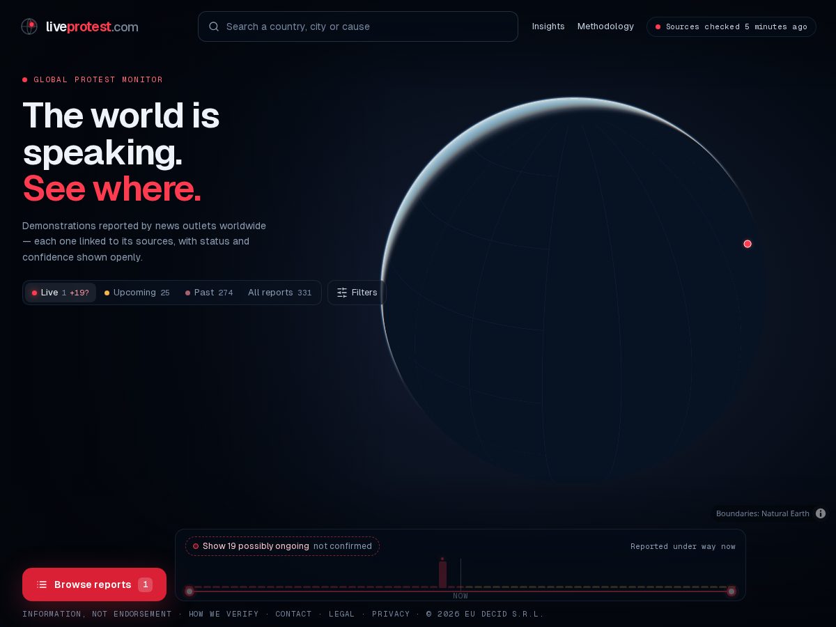 Landing-page snapshot of liveprotest.com