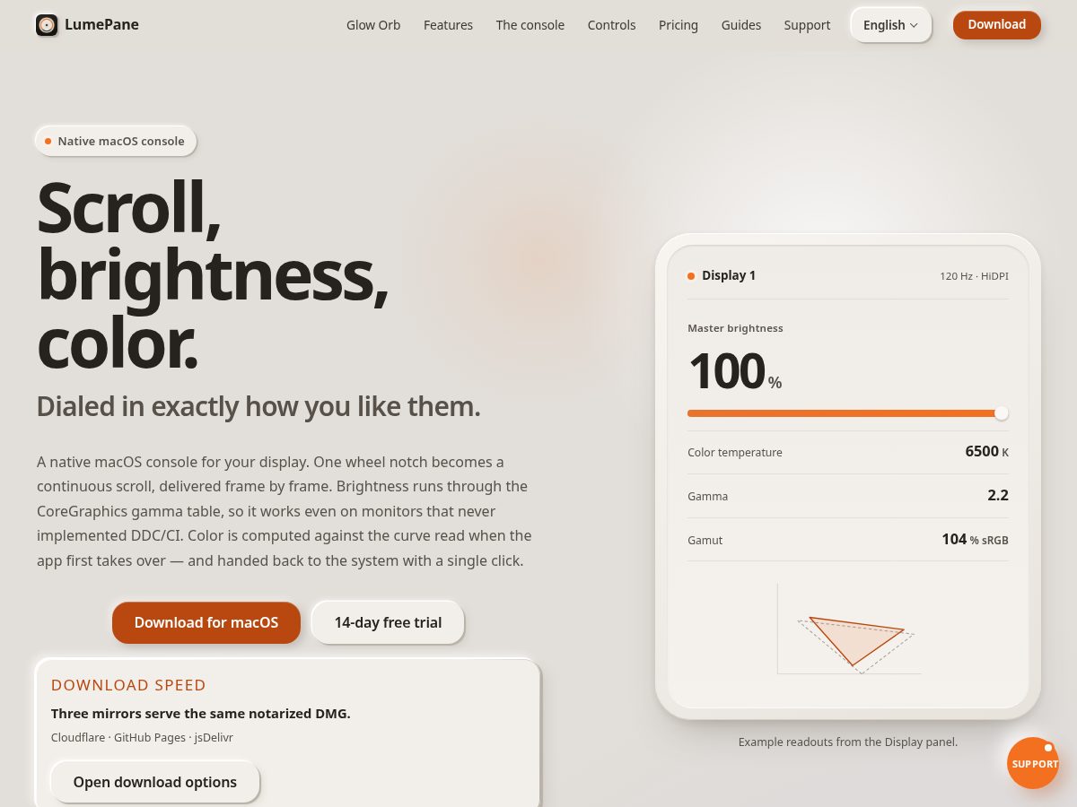 Landing-page snapshot of lumepane.com