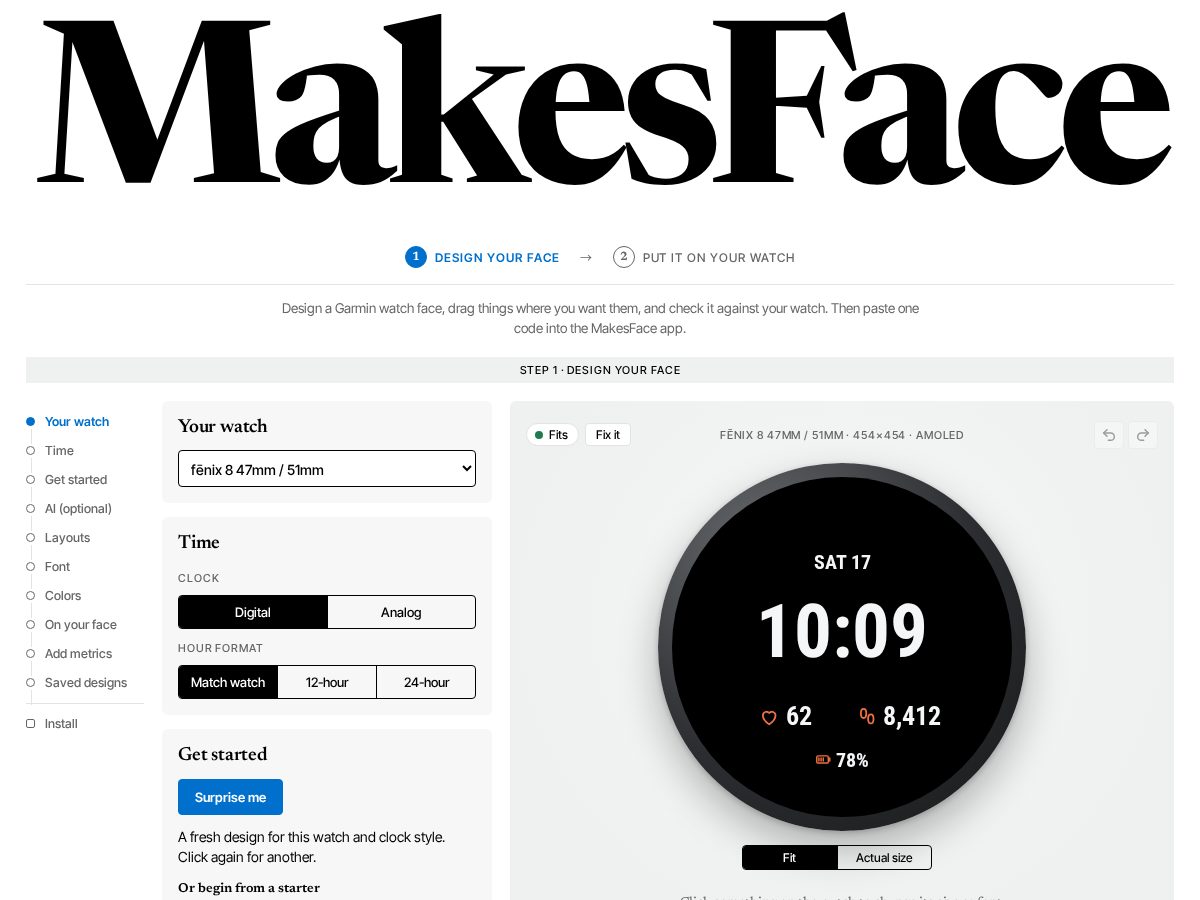 Landing-page snapshot of makesface.com