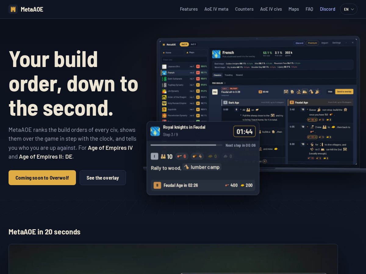 Landing-page snapshot of metaaoe.app