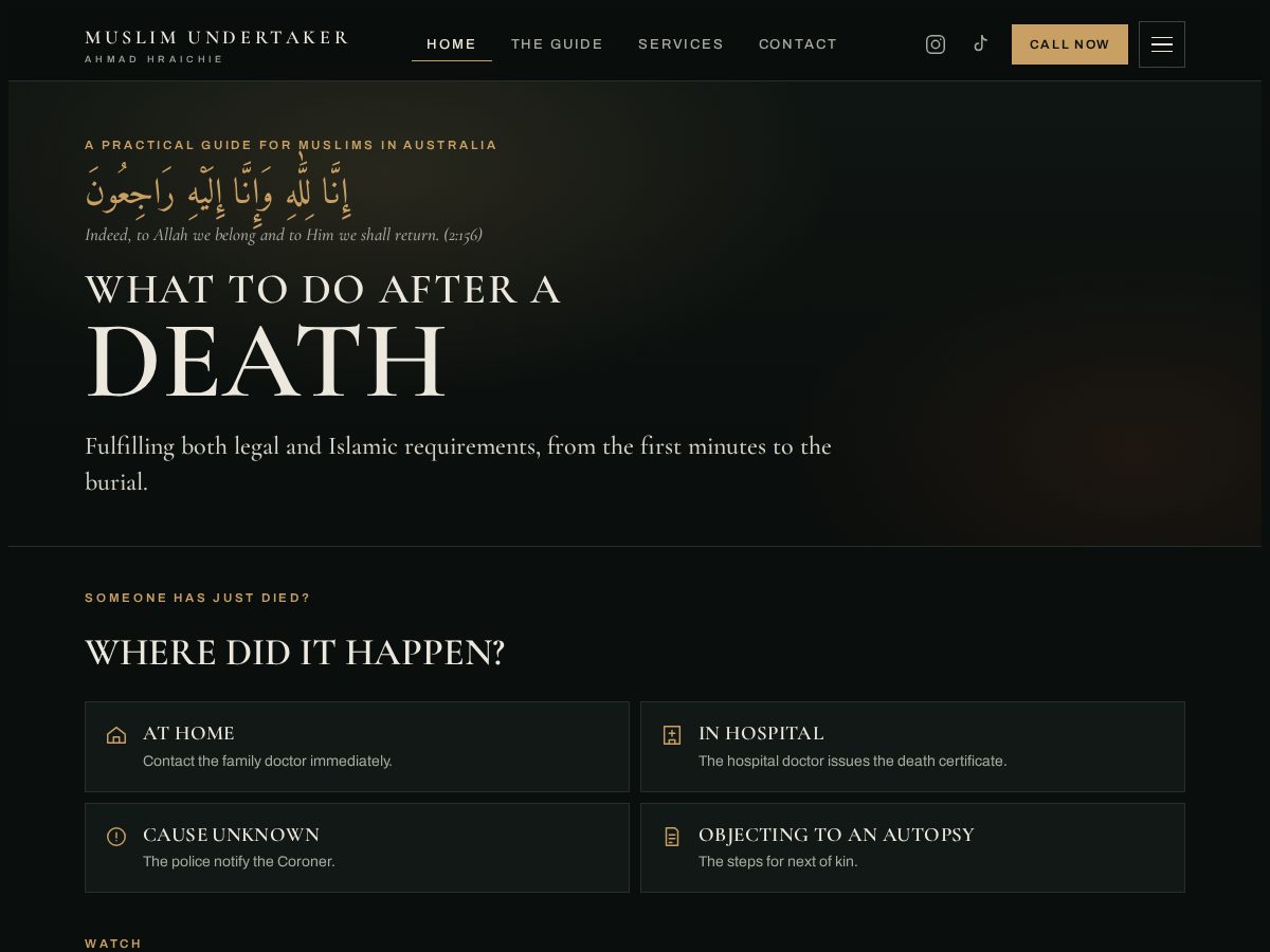 Landing-page snapshot of muslimundertaker.com