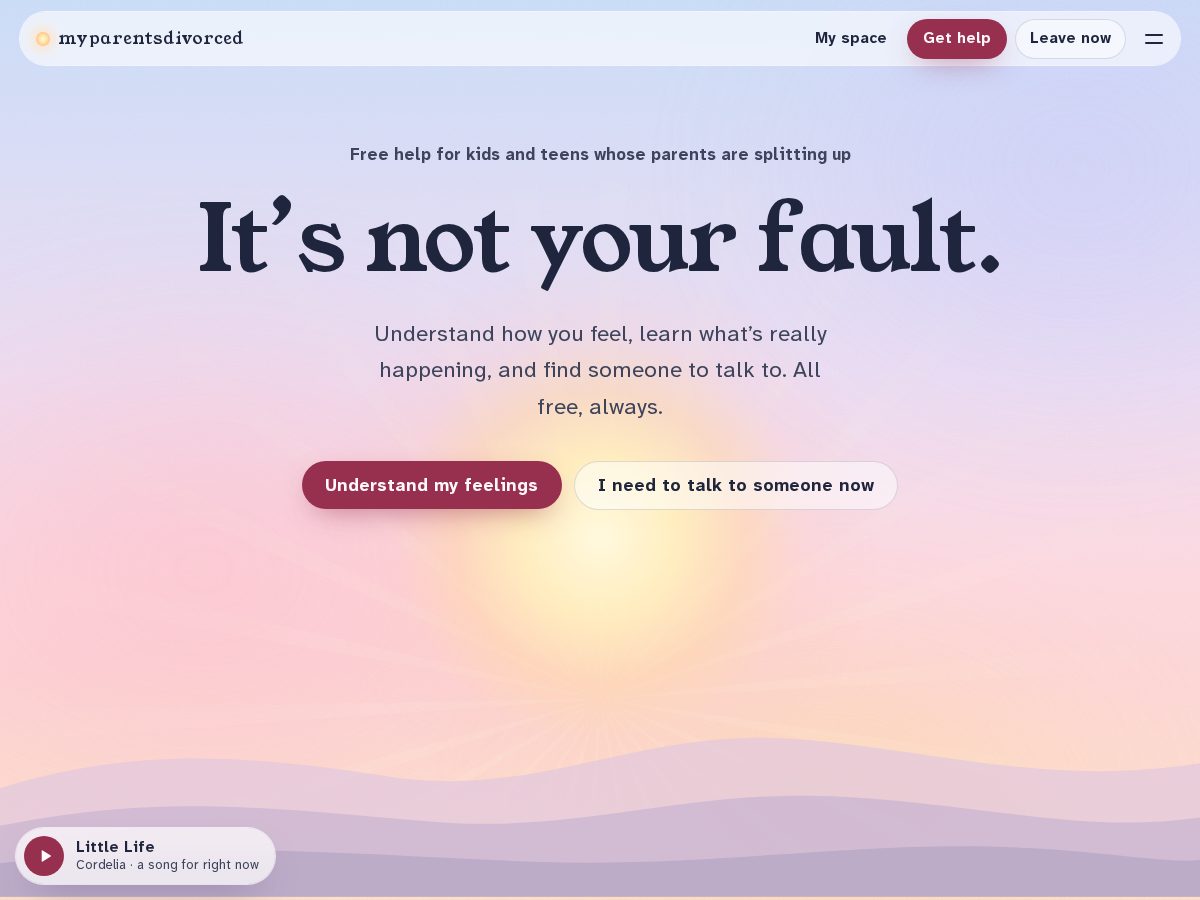Landing-page snapshot of myparentsdivorced.com